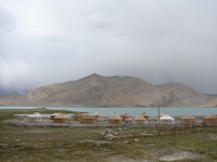 Yurt camps on Karakul lake